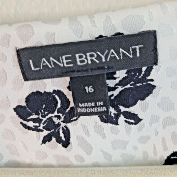 Lane Bryant Blouse Size 16 Button Up Black White Floral Balloon Sleeve Boho Top - Picture 11 of 16